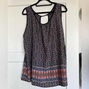 Floral Sleeveless Navy and Pink Women's Top